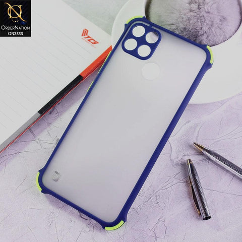 Realme C25Y Cover - Blue - Semi Transparent Matte Shockproof Camera Ring Protection Case