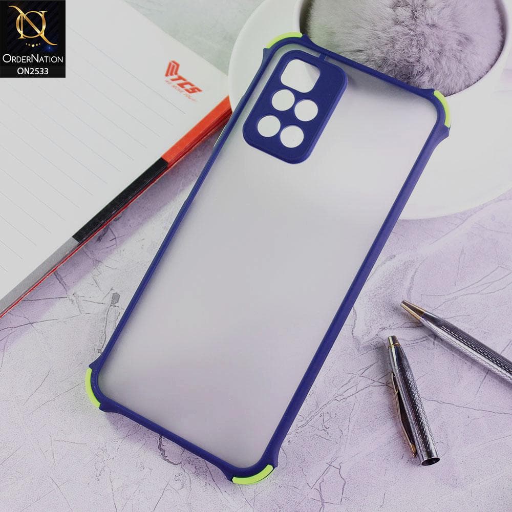 Xiaomi Redmi 10 Cover - Blue - Semi Transparent Matte Shockproof Camera Ring Protection Case