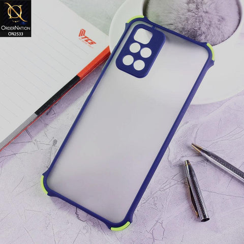 Xiaomi Redmi 10 Cover - Blue - Semi Transparent Matte Shockproof Camera Ring Protection Case