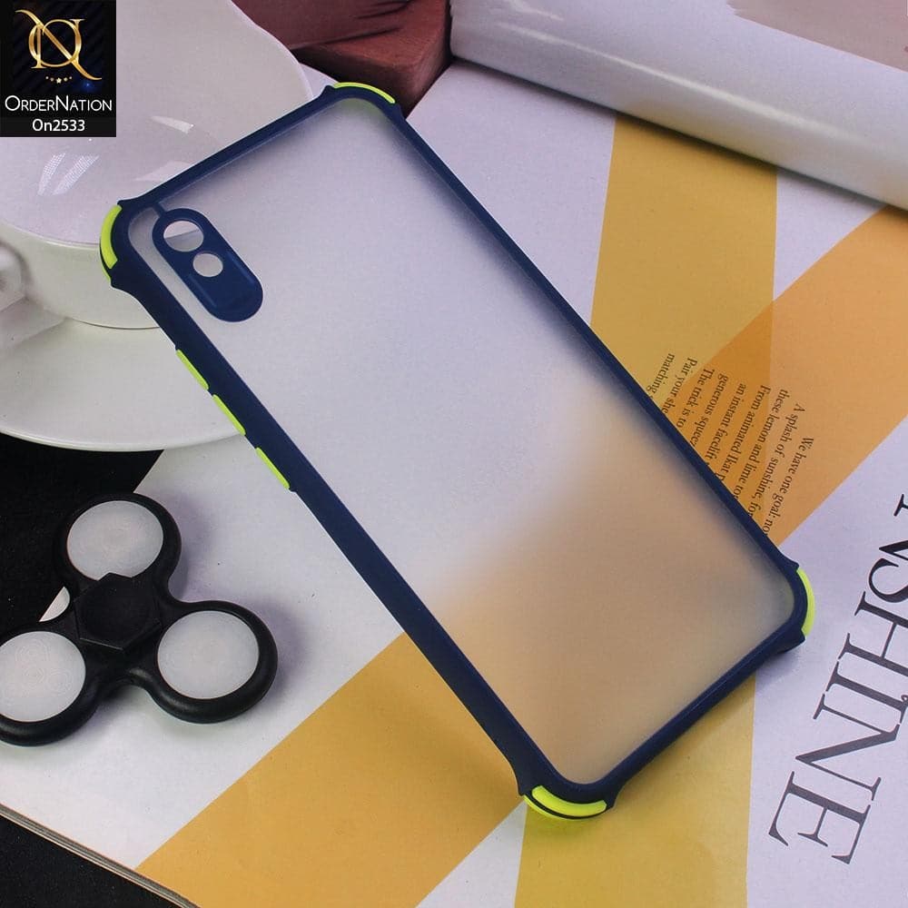 Xiaomi Redmi 9A - Blue - Semi Transparent Matte Shockproof Camera Ring Protection Case