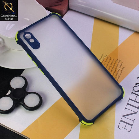 Xiaomi Redmi 9A - Blue - Semi Transparent Matte Shockproof Camera Ring Protection Case