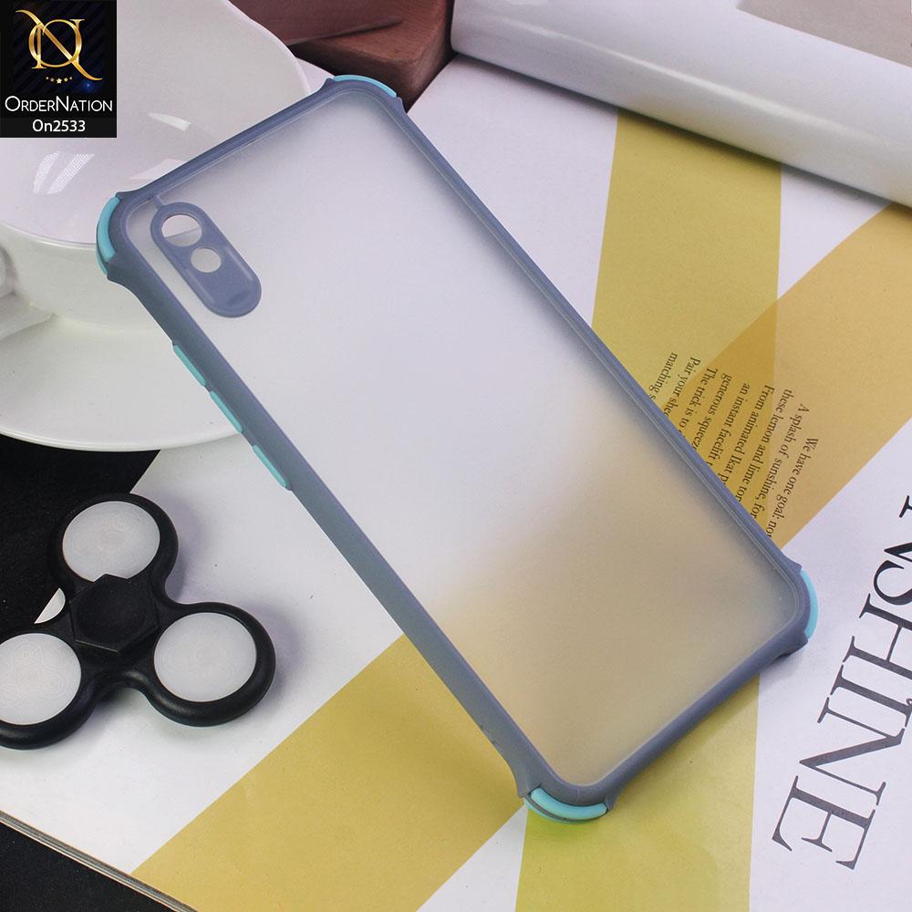 Xiaomi Redmi 9A - Grayish Blue - Semi Transparent Matte Shockproof Camera Ring Protection Case
