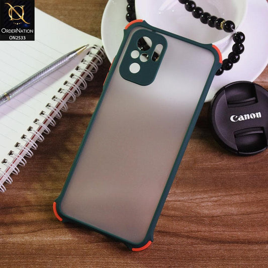 Xiaomi Redmi Note 10 4G Cover - Dark Green - Semi Transparent Matte Shockproof Camera Ring Protection Case
