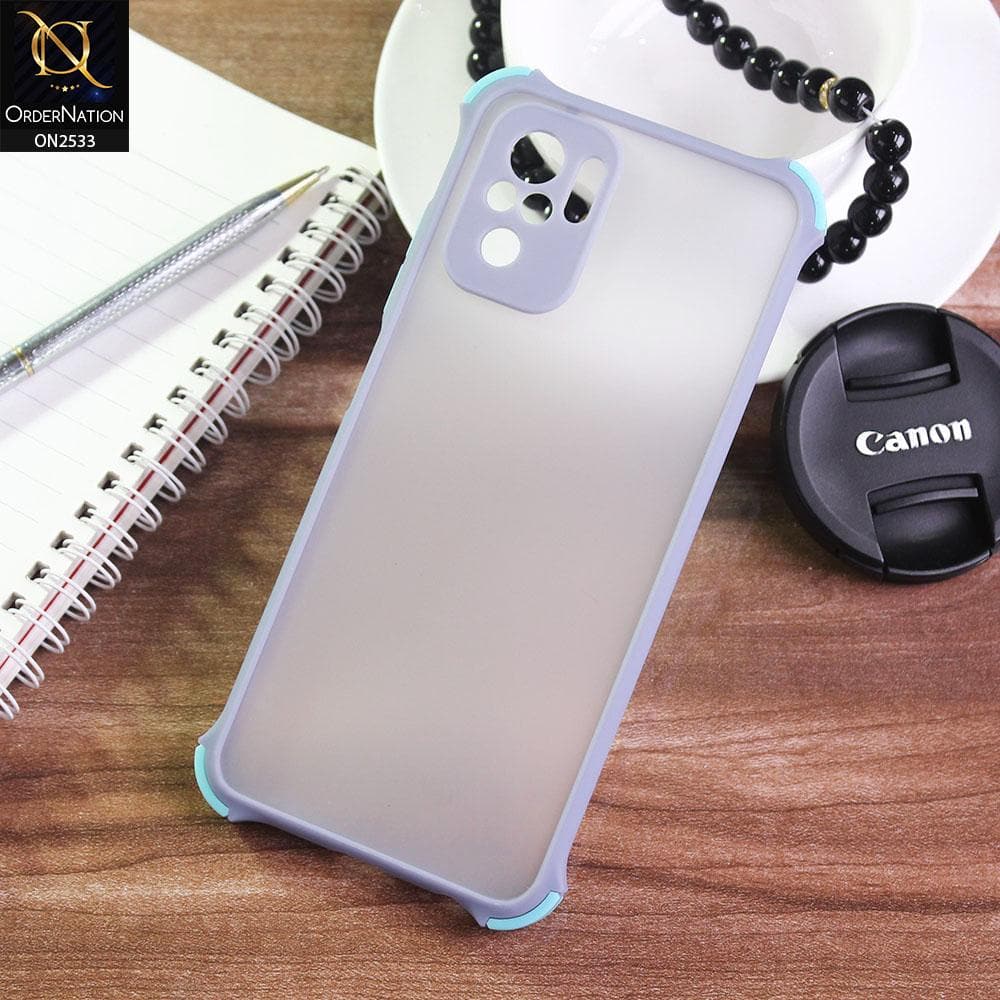Xiaomi Redmi Note 10 4G Cover - Gray - Semi Transparent Matte Shockproof Camera Ring Protection Case
