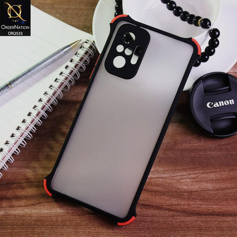 Xiaomi Redmi Note 10 Pro Cover - Black - Semi Transparent Matte Shockproof Camera Ring Protection Case