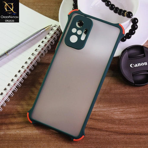 Xiaomi Redmi Note 10 Pro Cover - Dark Green - Semi Transparent Matte Shockproof Camera Ring Protection Case