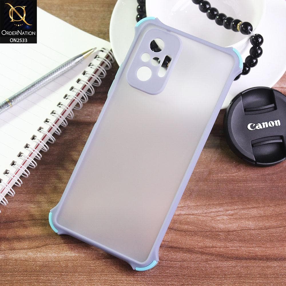 Xiaomi Redmi Note 10 Pro Cover - Gray - Semi Transparent Matte Shockproof Camera Ring Protection Case