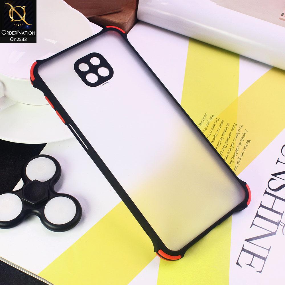 Xiaomi Redmi Note 9 Pro - Black - Semi Transparent Matte Shockproof Camera Ring Protection Case