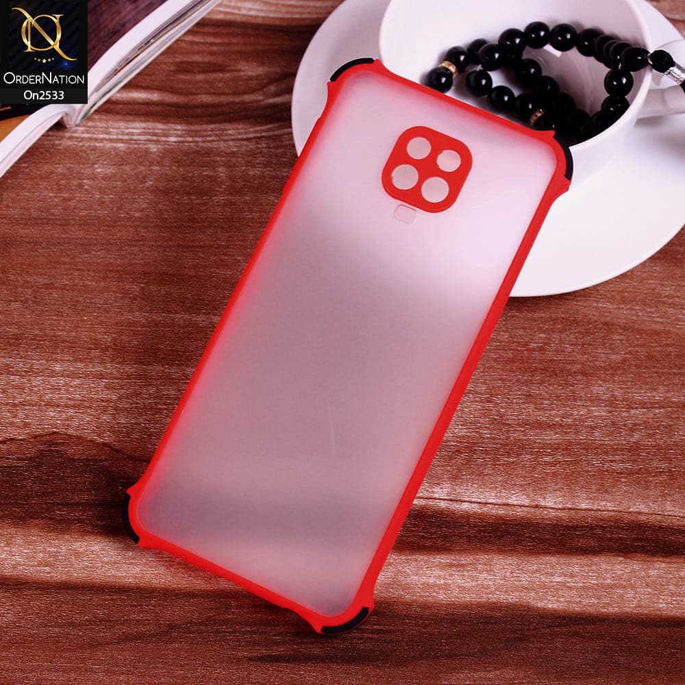 Xiaomi Poco M2 Pro - Red - Semi Transparent Matte Shockproof Camera Ring Protection Case