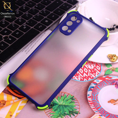 Oppo Reno 4 Cover - Blue - Semi Transparent Matte Shockproof Camera Ring Protection Case