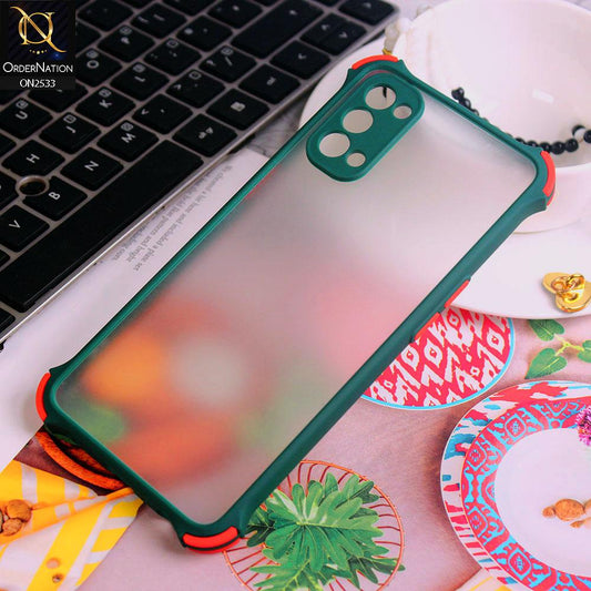 Oppo Reno 4 Cover - Green - Semi Transparent Matte Shockproof Camera Ring Protection Case