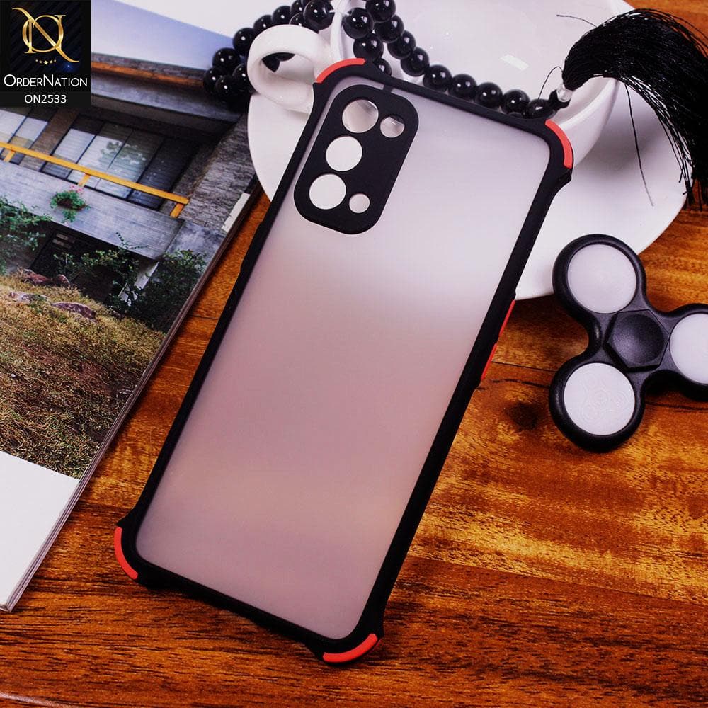 Oppo Reno 5 5G Cover - Black - Semi Transparent Matte Shockproof Camera Ring Protection Case