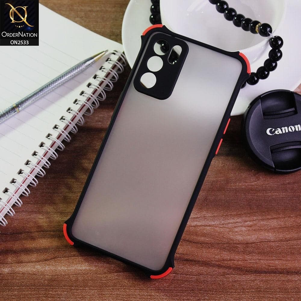 Oppo Reno 6 5G Cover - Black - Semi Transparent Matte Shockproof Camera Ring Protection Case