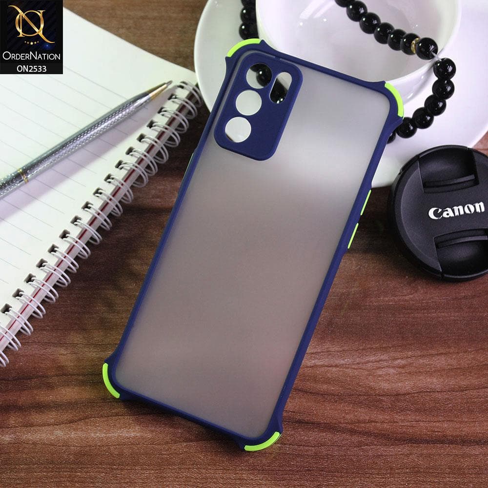 Oppo Reno 6 5G Cover - Blue - Semi Transparent Matte Shockproof Camera Ring Protection Case