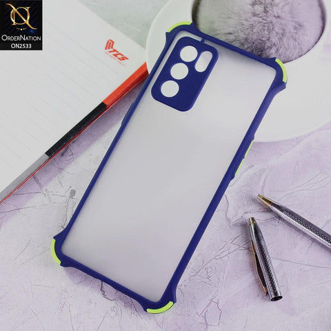 Oppo Reno 6 Pro 5G Cover - Blue - Semi Transparent Matte Shockproof Camera Ring Protection Case