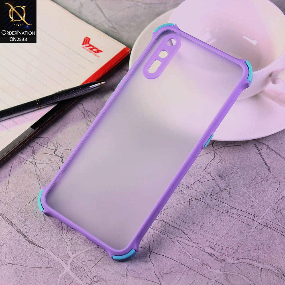 Vivo S1 - Purple - Semi Transparent Matte Shockproof Camera Ring Protection Case