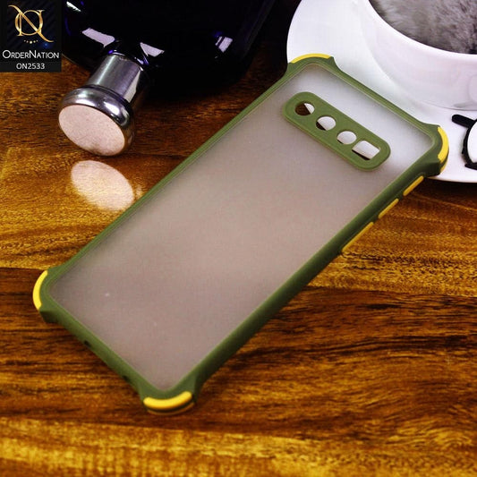 Samsung Galaxy S10 Cover - Light Green - Semi Transparent Matte Shockproof Camera Ring Protection Case