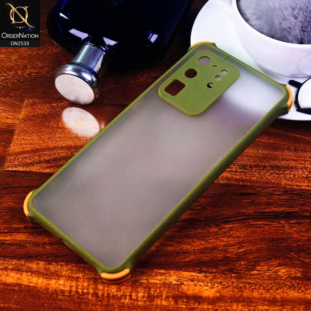 Samsung Galaxy S20 Ultra Cover - Light Green - Semi Transparent Matte Shockproof Camera Ring Protection Case