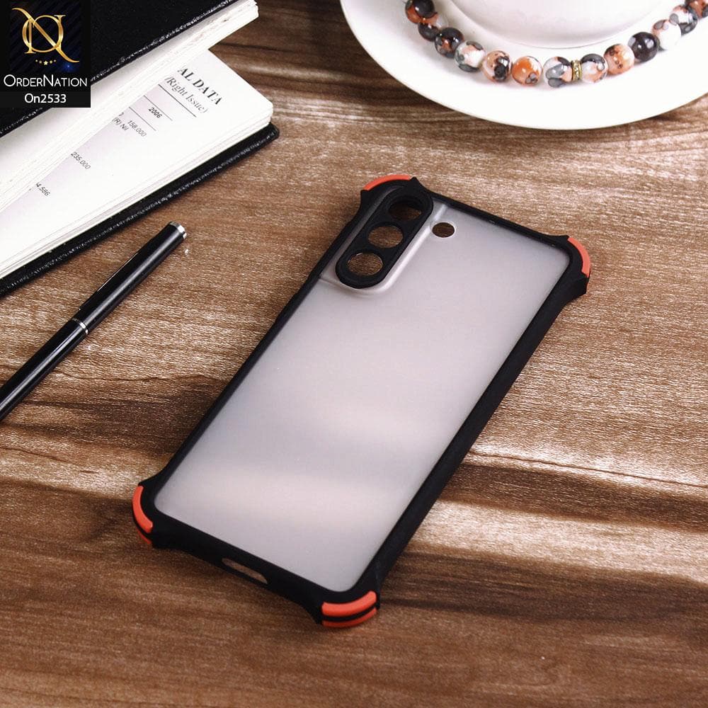 Samsung Galaxy S21 5G - Black - Semi Transparent Matte Shockproof Camera Ring Protection Case