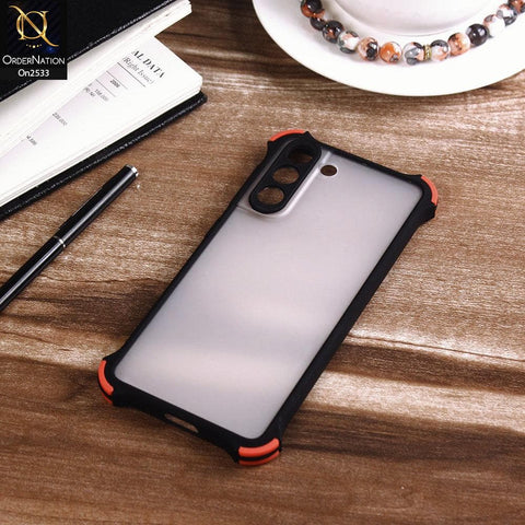 Samsung Galaxy S21 5G - Black - Semi Transparent Matte Shockproof Camera Ring Protection Case