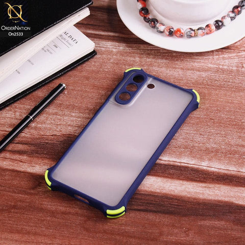 Samsung Galaxy S21 5G - Blue - Semi Transparent Matte Shockproof Camera Ring Protection Case