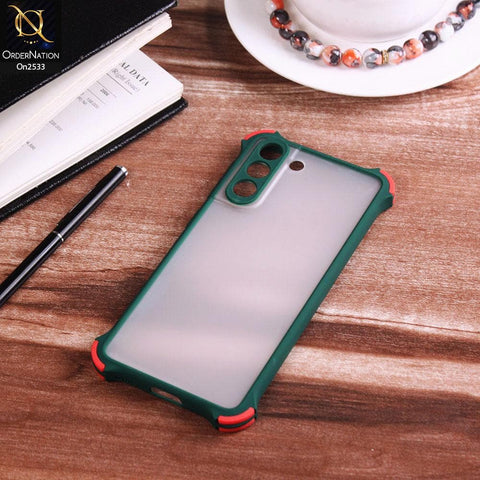 Samsung Galaxy S21 5G - Dark Green - Semi Transparent Matte Shockproof Camera Ring Protection Case