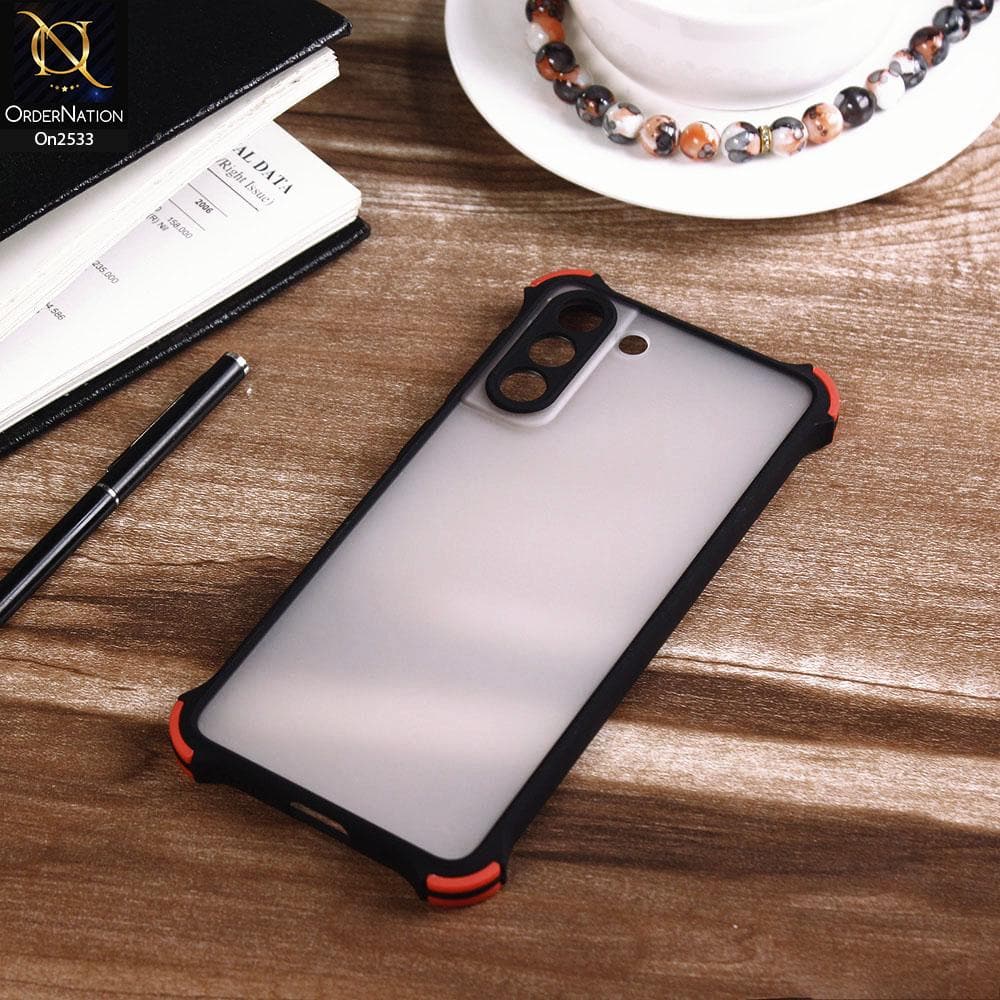 Samsung Galaxy S21 Plus 5G - Black - Semi Transparent Matte Shockproof Camera Ring Protection Case
