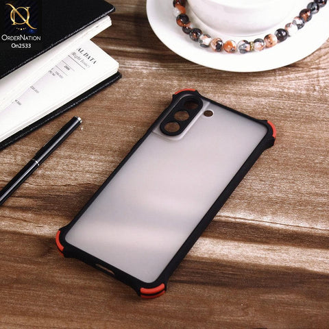 Samsung Galaxy S21 Plus 5G - Black - Semi Transparent Matte Shockproof Camera Ring Protection Case