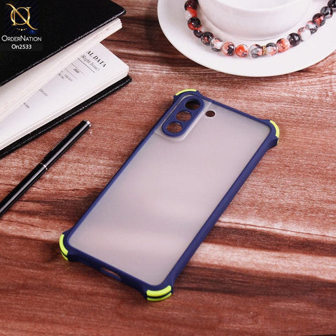 Samsung Galaxy S21 Plus 5G - Blue - Semi Transparent Matte Shockproof Camera Ring Protection Case