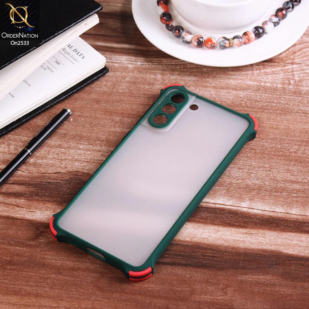 Samsung Galaxy S21 Plus 5G - Dark Green - Semi Transparent Matte Shockproof Camera Ring Protection Case