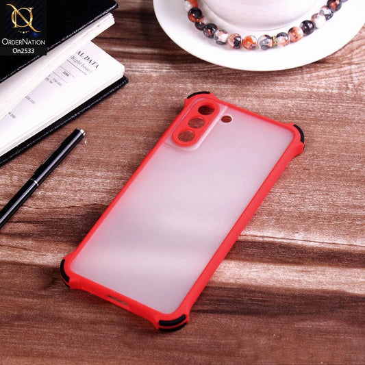 Samsung Galaxy S21 Plus 5G - Red - Semi Transparent Matte Shockproof Camera Ring Protection Case