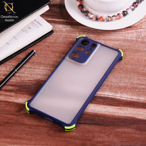 Samsung Galaxy S21 Ultra 5G - Blue - Semi Transparent Matte Shockproof Camera Ring Protection Case