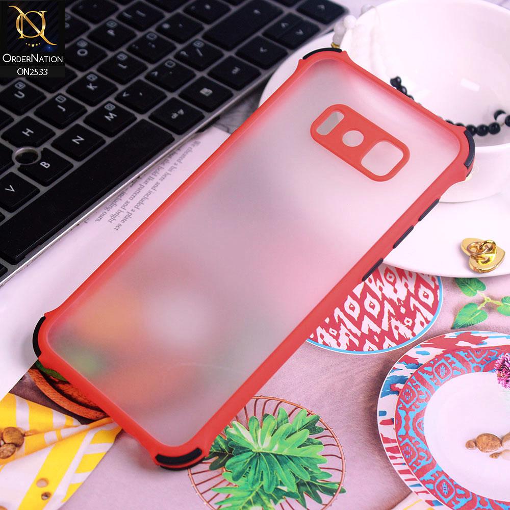 Samsung Galaxy S8 Plus Cover - Red - Semi Transparent Matte Shockproof Camera Ring Protection Case