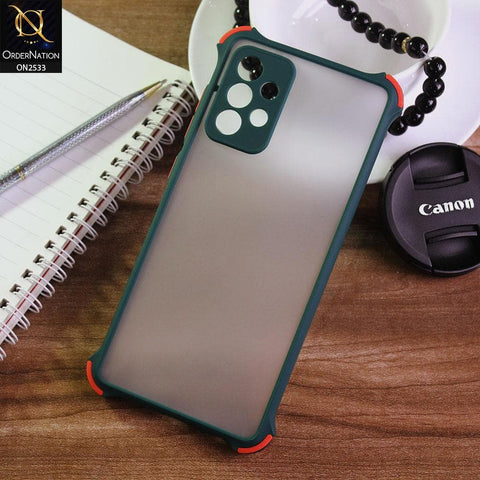 Samsung Galaxy A72 Cover - Dark Green - Semi Transparent Matte Shockproof Camera Ring Protection Case