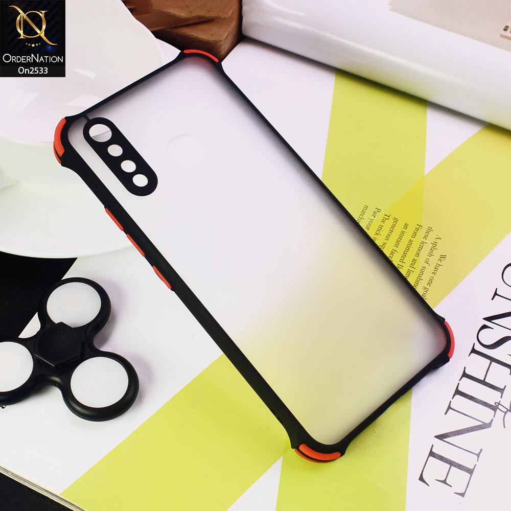Vivo Y19 - Black - Semi Transparent Matte Shockproof Camera Ring Protection Case