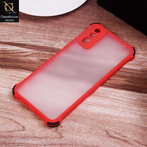 Vivo Y20s Cover - Red - Semi Transparent Matte Shockproof Camera Ring Protection Case