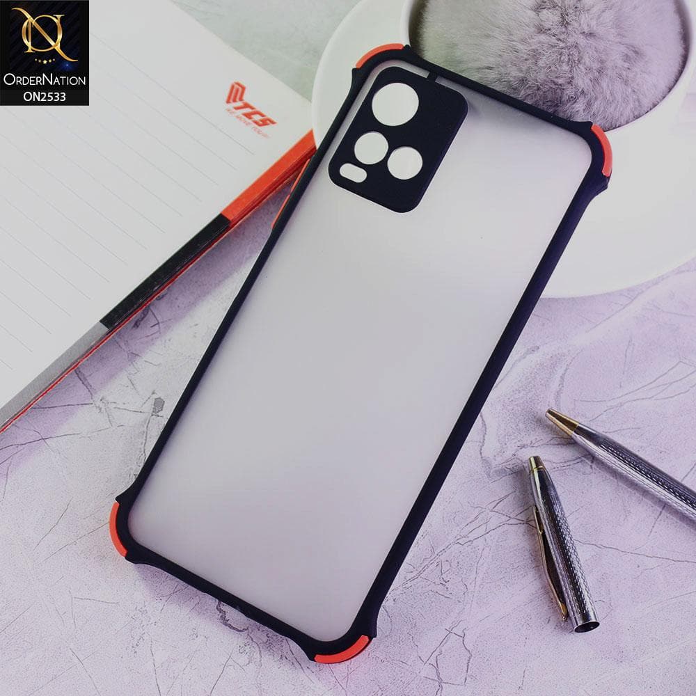 Vivo Y21s Cover - Black - Semi Transparent Matte Shockproof Camera Ring Protection Case