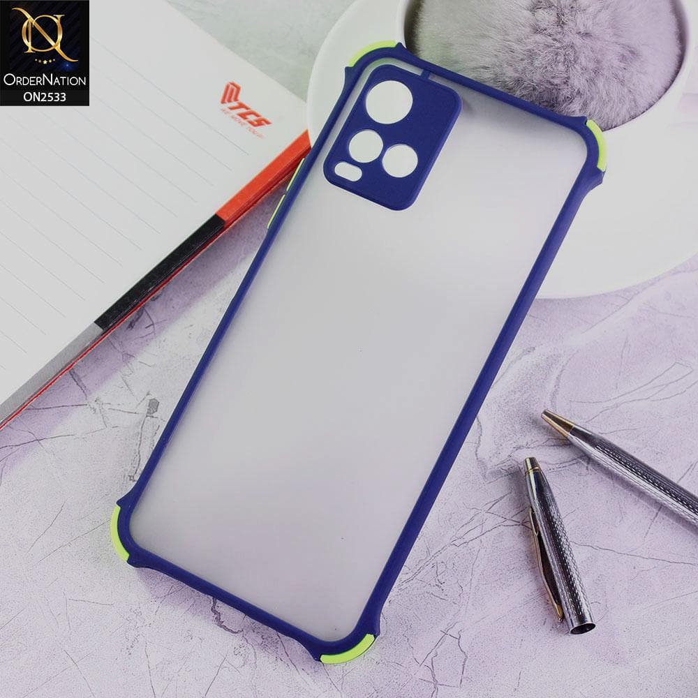 Vivo Y21s Cover - Blue - Semi Transparent Matte Shockproof Camera Ring Protection Case