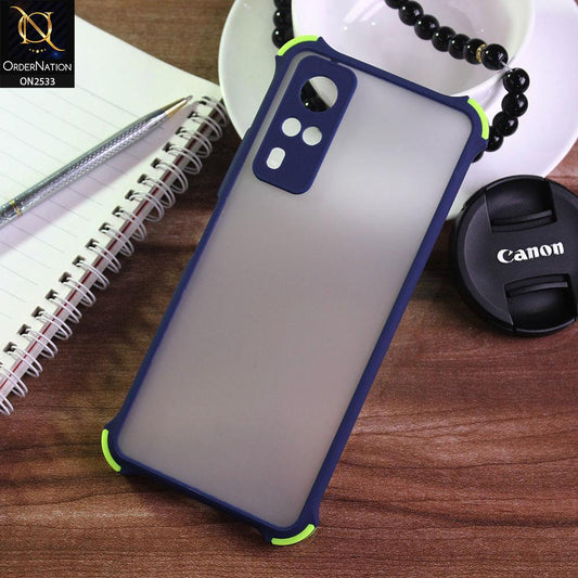 Vivo Y51s Cover - Blue - Semi Transparent Matte Shockproof Camera Ring Protection Case