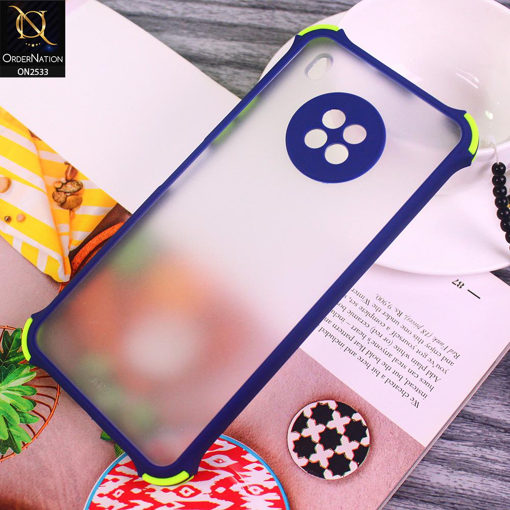 Huawei Y9a Cover - Blue - Semi Transparent Matte Shockproof Camera Ring Protection Case