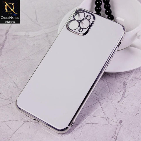 iPhone 11 Pro Max Cover - White - Glossy Shine Electroplated Soft Border Case