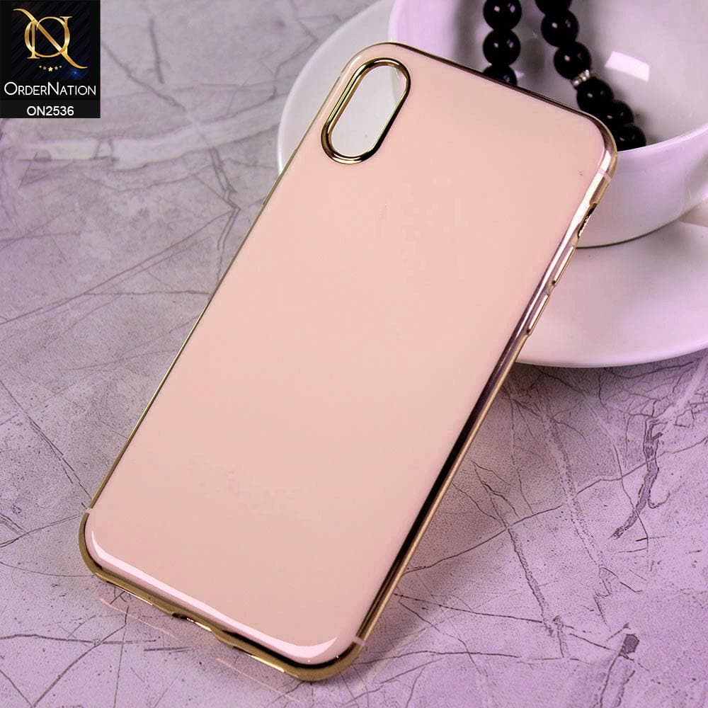 iPhone XS / X Cover - Golden - Glossy Shine Electroplated Soft Border Case