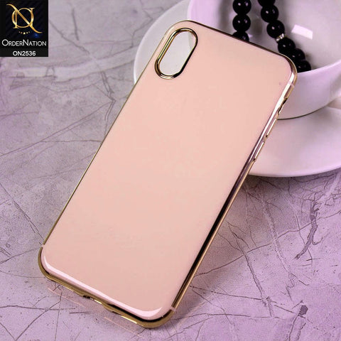 iPhone XS / X Cover - Golden - Glossy Shine Electroplated Soft Border Case