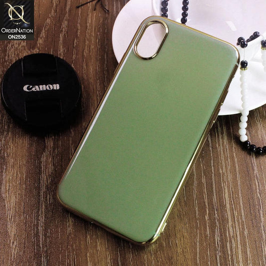 iPhone XS / X Cover - Green - Glossy Shine Electroplated Soft Border Case