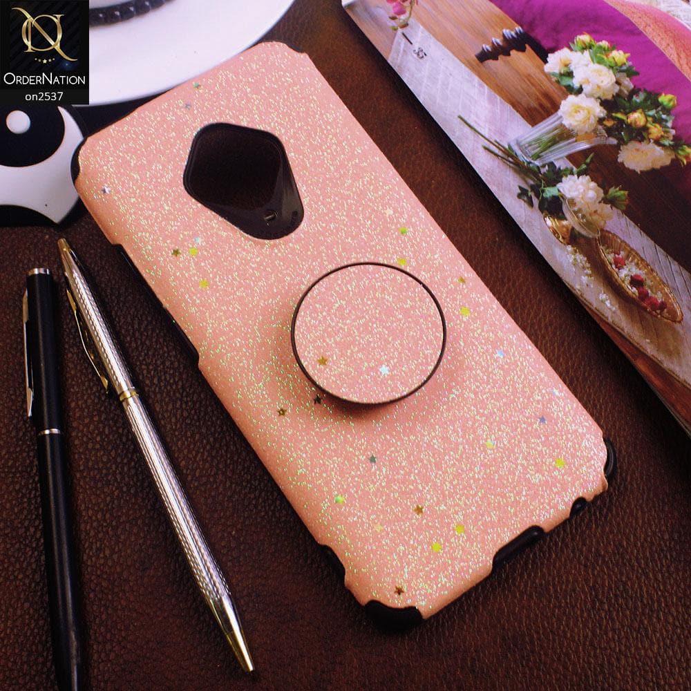 Vivo S1 Pro - Pink - Soft Girlish Glitter Texture Case with Mobile Holder