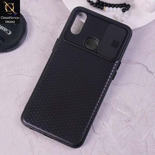 Samsung Galaxy A10s - Black - New Style Dotted Texture Camera Slider Back Soft Case