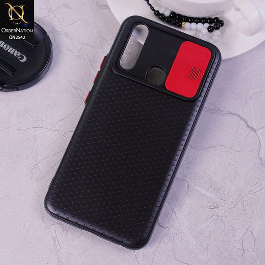 Samsung Galaxy A20s - Red - New Style Dotted Texture Camera Slider Back Soft Case