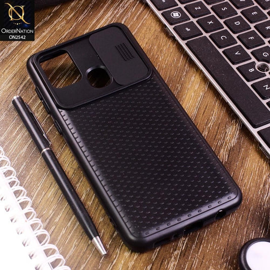Samsung Galaxy A21s Cover - Black - New Style Dotted Texture Camera Slider Back Soft Case