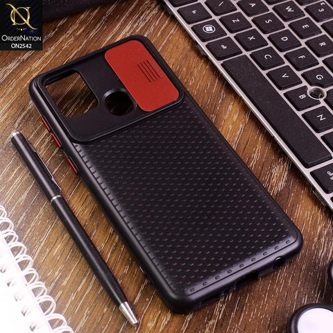 Samsung Galaxy A21s Cover - Red - New Style Dotted Texture Camera Slider Back Soft Case
