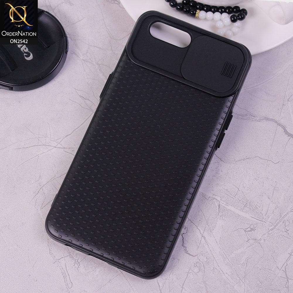 Oppo A5 - Black - New Style Dotted Texture Camera Slider Back Soft Case